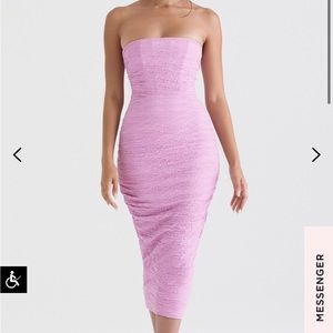 House of Cb Tana Pink Strapless Corset Midi Dress